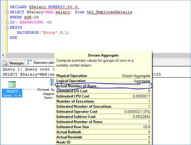 actual number of row